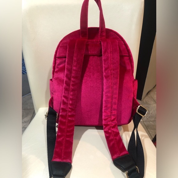 Betsey Johnson fuchsia pink velvet skull backpack super rare main image 8